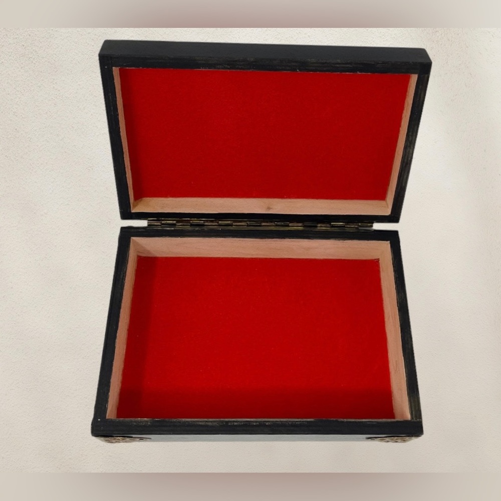 🛍️FINAL PRICE 🛍️ Vintage Soviet Wooden Jewelry Copper Clad Jewelry Box - Picture 8 of 11